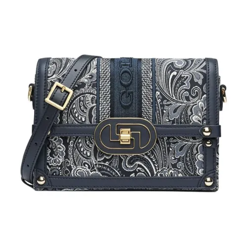 GOLDLION Ткань с кожаными вставками сумка через плечо маленькая женская темно-синий светло-розовый серый