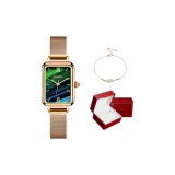 Розовое золото, зеленый циферблат