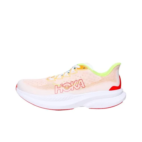 HOKA ONE ONE MACH 6 Slip-resistant Low Top Беговые кроссовки Мужские Белый Оранжевый