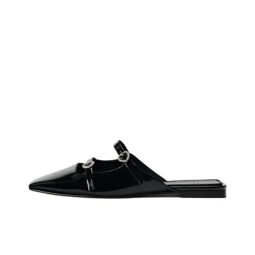 ZARA Домашние тапочки, черные, женские