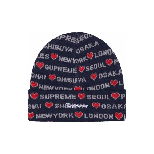 Supreme Акриловые шапки-бини унисекс синие