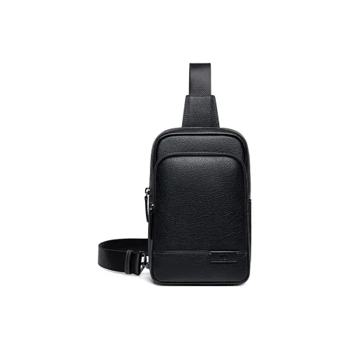 HLA Коровья кожа Sling Сумка Сумка через плечо Сумка на плечо Стандартная Мужская Черная