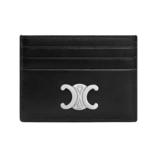 CELINE Triomphe Телячья кожа Держатель для карт Женские Черный