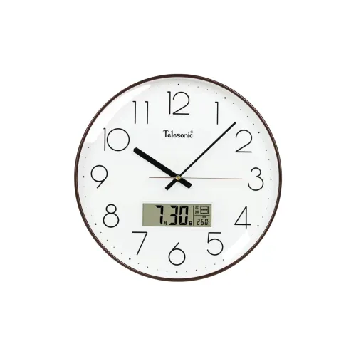 TELESONIC 2024 Механизм с плавным ходом секундной стрелки Пластиковый настенный часы Унисекс Белый Кофейный Золото Синий