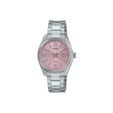 Розовый циферблат часов