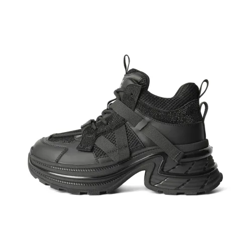 Белль Anti Нижняя юбка И Уносостоящий визуально увеличивает рост MID Топ Толстоподошвенные кроссовки Женские Серый черный