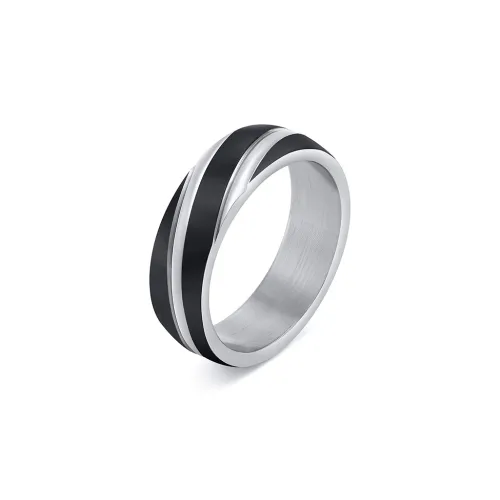 FOREVER MELODY Кольца из титанового стального сплава Мужские Черный Серебряный