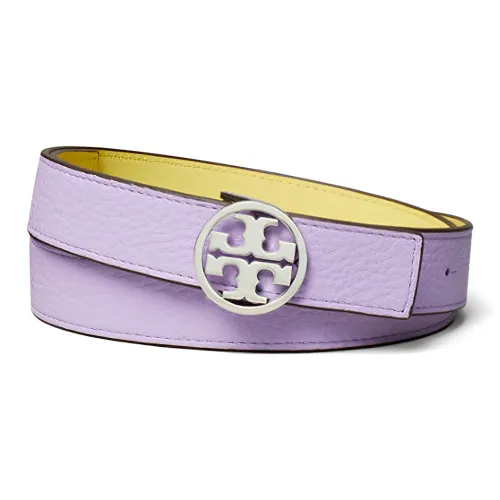 TORY BURCH Двойной С обеих сторон узор двойная застежка T кожа ремни унисекс фиолетовый ширина 2,54 см