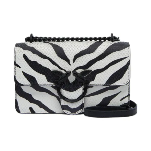 PINKO Love Series Коровья кожа Сумка через плечо Мини Женская Черно-белая