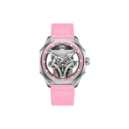 JINLERY Механические часы с кожаным ремешком женские с циферблатом в виде скелета