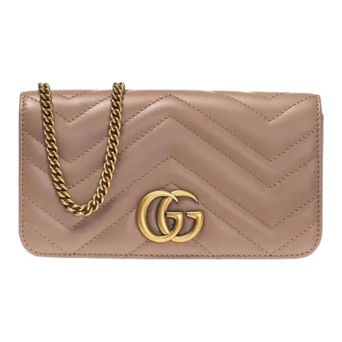 GUCCI GG Marmont Коровья кожа Сумка через плечо Мини Женская Телесного цвета
