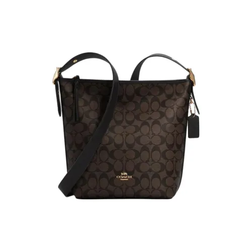 COACH Duffle ПВХ Сумка через плечо Сумка на плечо Средняя Женская Темно-коричневая