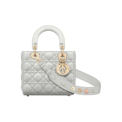 DIOR Lady Dior Плетеный узор Овечья шкура Сумка Lady Dior Сумка через плечо Сумка Маленькая Женская Облачный серый