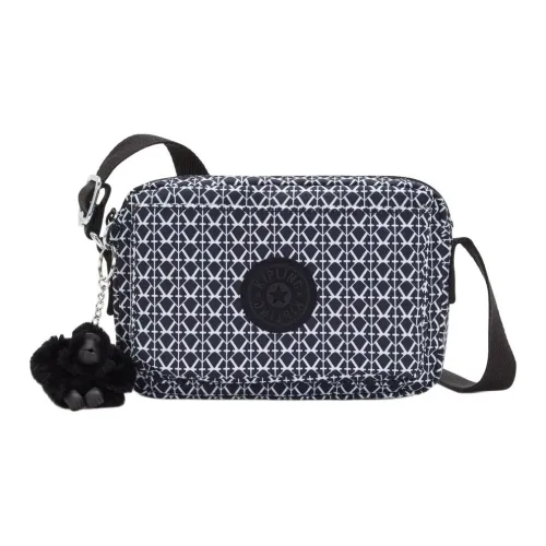 Kipling Переработанный полиэстер Сумка через плечо Женская Черная и Белая с монограммой