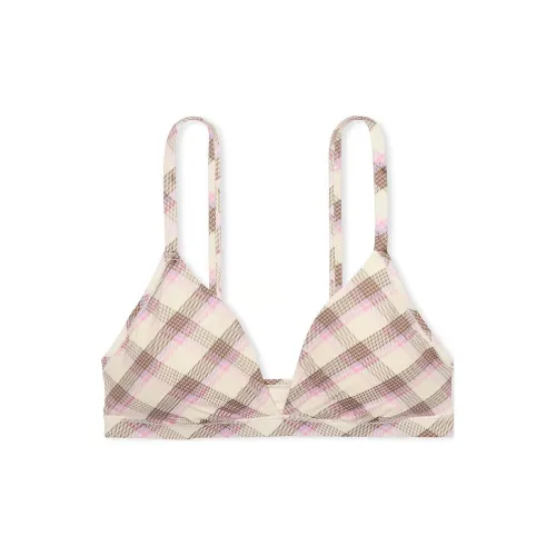 Victoria's Secret Розовые брейлеты и бюстгальтеры Tops основа хлопок треугольный брейлет PPP бюстгальтер женский розовая клетка с принтом