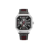 Белый корпус с черным циферблатом, серебряная застежка, кожаный ремешок [оранжевая восьмиугольная коробка]