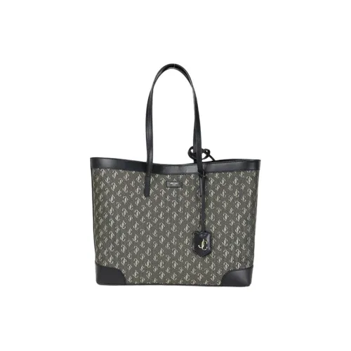 Jimmy Choo Bright Calfskin Tote Bag Shopping Bag Shoulder Bag Handbag Women's Black Gold