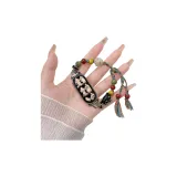 Чёрный котёнок [Выдвижной многоцветный поводок с бусинами]