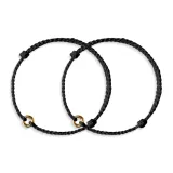Черный двойной браслет "Счастье" с замком, пара
