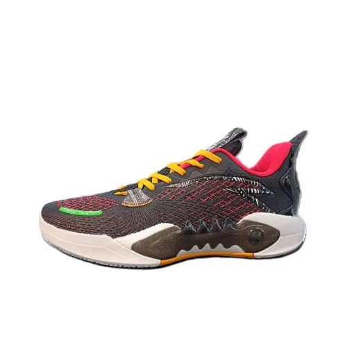 ANTA Frenzy 5team Амортизирующие баскетбольные кроссовки с низким верхом устойчивые к скольжению с технологией углеродной пластины мужские черно-красные