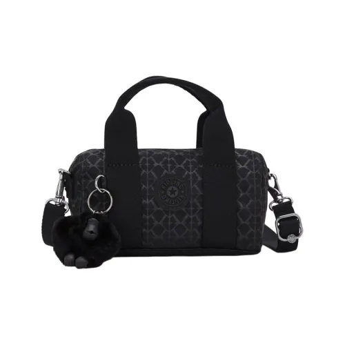 Kipling Полиамид Bowling Bag Сумка через плечо Мини Сумка Женская Черная с буквами и принтом