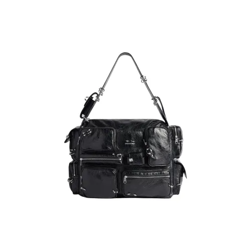 Balenciaga Lambskin Сумка через плечо Большая Мужская Черная