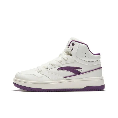 ANTA Life Collection Slip-resistant Abrasion-resistant MID Топ Скейтборд Кроссовки Женские Белые Фиолетовые
