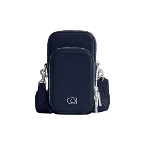 COACH Крестообразная текстура кожа через плечо мини мужская темно-синяя