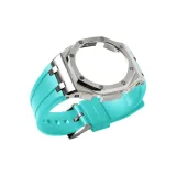 Офшор Серебряный Стальной Корпус + Фторкаучук TF Синий Ремешок + Шпилька + Инструмент