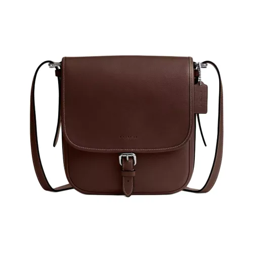 COACH Hitch Natural GRAIN LEATHER Сумка через плечо Medium Мужская Темно-коричневая