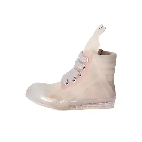 RICK OWENS совместный бренд RO Высокие Топы Стильные Скейтбординги Женские Розово-белый Эффект состаривания