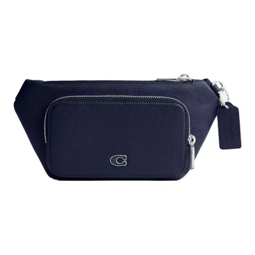 COACH Крестообразная текстура кожа через плечо сумка бананка среднего размера мужская темно-синий