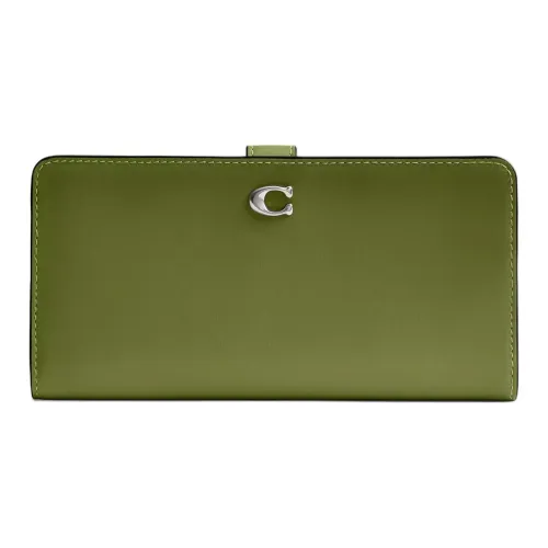 COACH Skinny Wallet Телячья кожа Кошелек Маленький Женские Темный Лайм