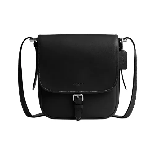 COACH Hitch Натуральный GRAIN LEATHER Сумка через плечо Средний Мужской Черный