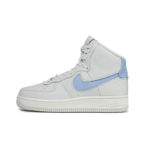 Nike Air Force 1 Slip Resistant Abrasion Resistant High Топ Скейтборд Кроссовки Женские Серый Синий