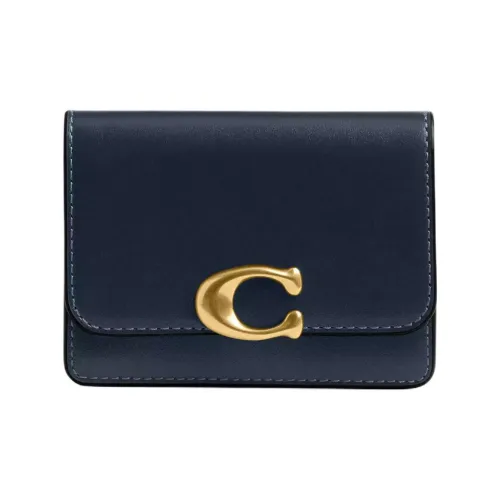 COACH BanditCard Case Телячья кожа Держатель для карт Мини Женский Морской синий