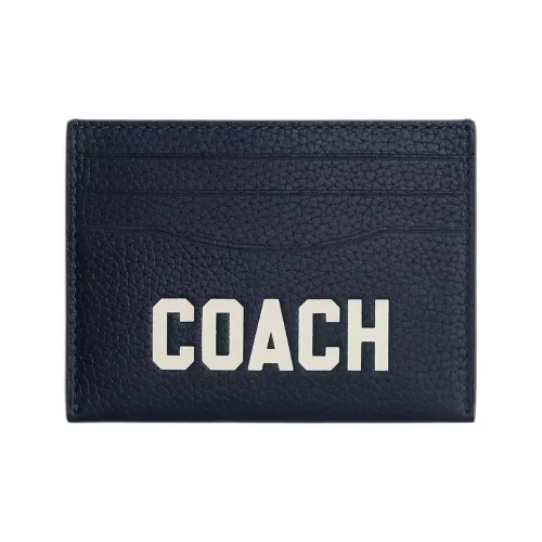 COACH Картхолдер из зернистой кожи Mini Мужской Темно-морской синий