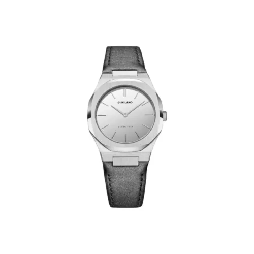 D1 MILANO Наручные часы Кварцевый механизм Коровья кожа Ремешок 34 мм Серебристый циферблат Женские часы