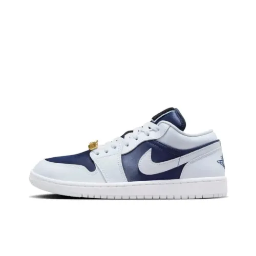 Jordan Air Jordan 1 Винтажные баскетбольные кроссовки Low Топ Белый Синий Женские