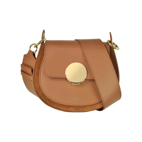 Le Parmentier Итальянская версия Телячья кожа с Замша Седло Сумка Сумки через плечо Сумка через плечо Обычная Женская Коньяк