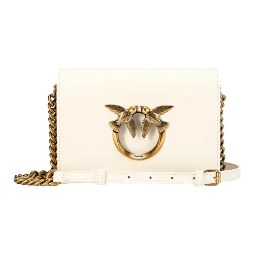 PINKO Click series Телячья кожа Сумка через плечо Сумка на плечо Мини Женская Белая