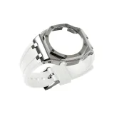 Офшор Серебряный Стальной Корпус + Фторкаучук Белый Ремешок + Шпилька + Инструмент