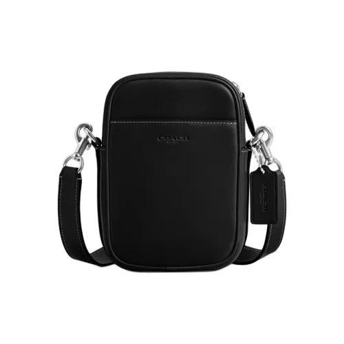 COACH Hitch Натуральный GRAIN LEATHER Сумка через плечо Сумка на плечо Средняя Мужская Черная