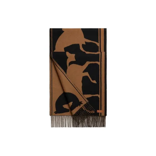 HERMES Кашемир Вязаные Шарфы Женские Черный Каштановый