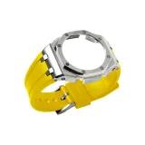 Офшор Серебряный Стальной Корпус + Фторкаучуковый Желтый Ремешок + Шпилька + Инструмент