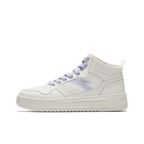 Anta Противоскользящие Устойчивые к износу Легкие Увеличивающие высоту Высокие Кроссовки для скейтбординга Женские Белые Фиолетовые