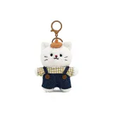 Берет, джинсовые подтяжки, брюки