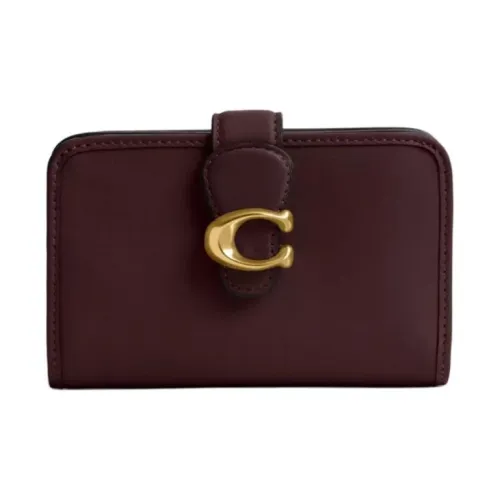COACH Гладкая кожа Кошелек Средний Женский Бордовый