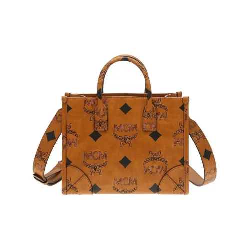 MCM PVC Тоут Сумка Сумка для покупок Сумка через плечо Сумка среднего размера Женская цвет Коньяк