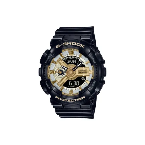 CASIO G SHOCK Кварцевый механизм Смольный ремешок Часы Унисекс Золотой циферблат